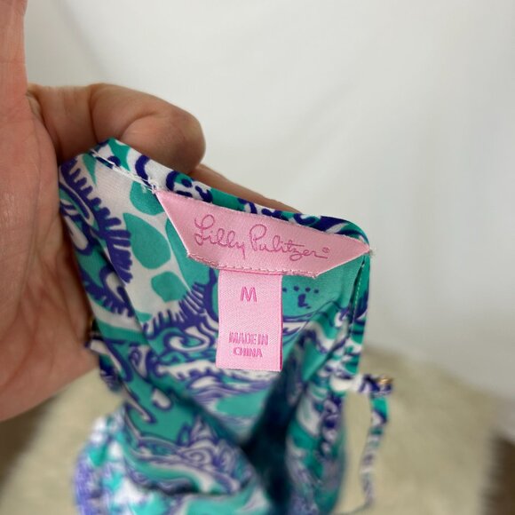 Lilly Pulitzer Deanna Romper in Montauk Blue Teal White Paisley M - Picture 6 of 7